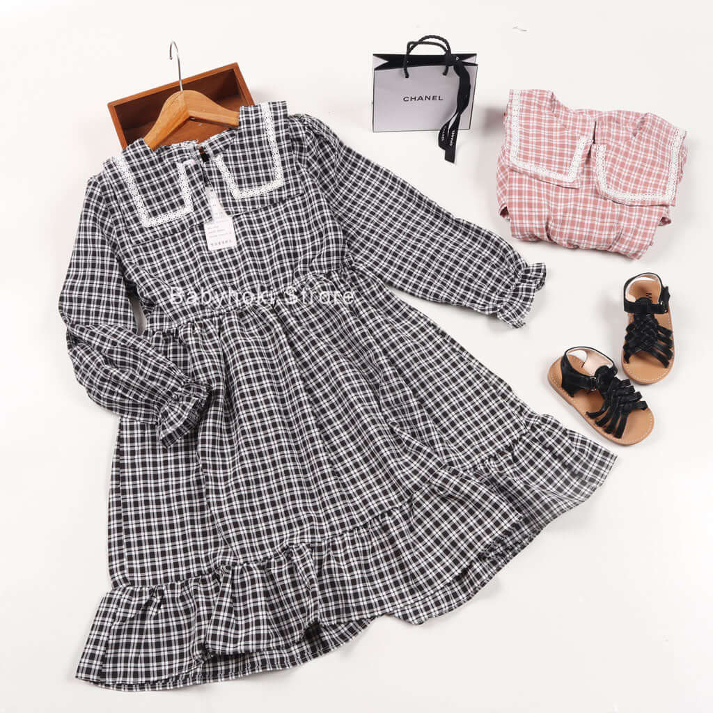 [001186] - Dress Fashion Anak - Motif Lace Collar