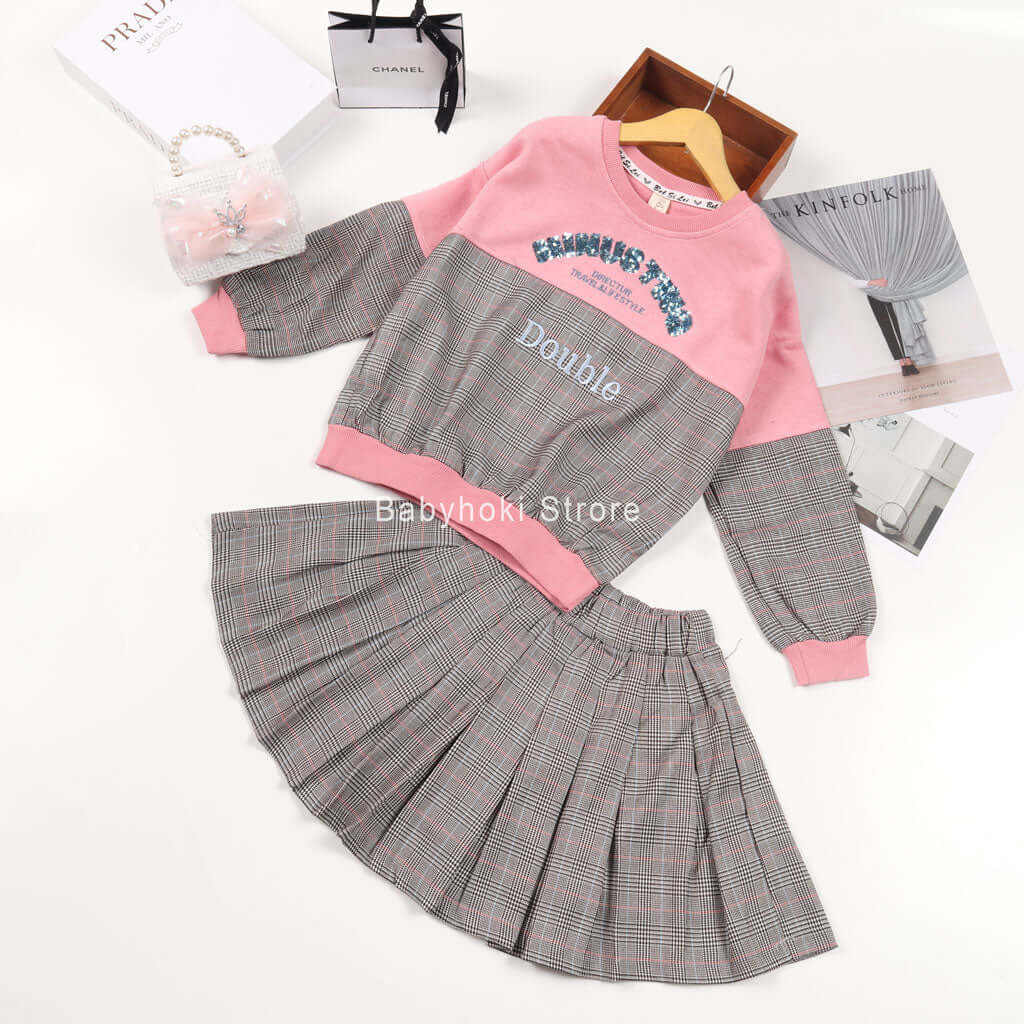 [001188] - Setelan Sweater Fashion Anak - Motif Minust Double Bordir