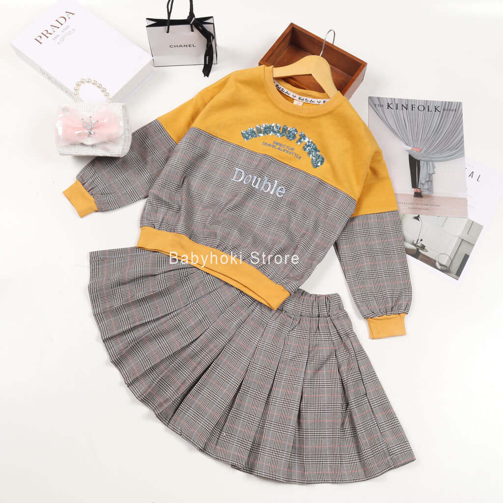 [001188] - Setelan Sweater Fashion Anak - Motif Minust Double Bordir