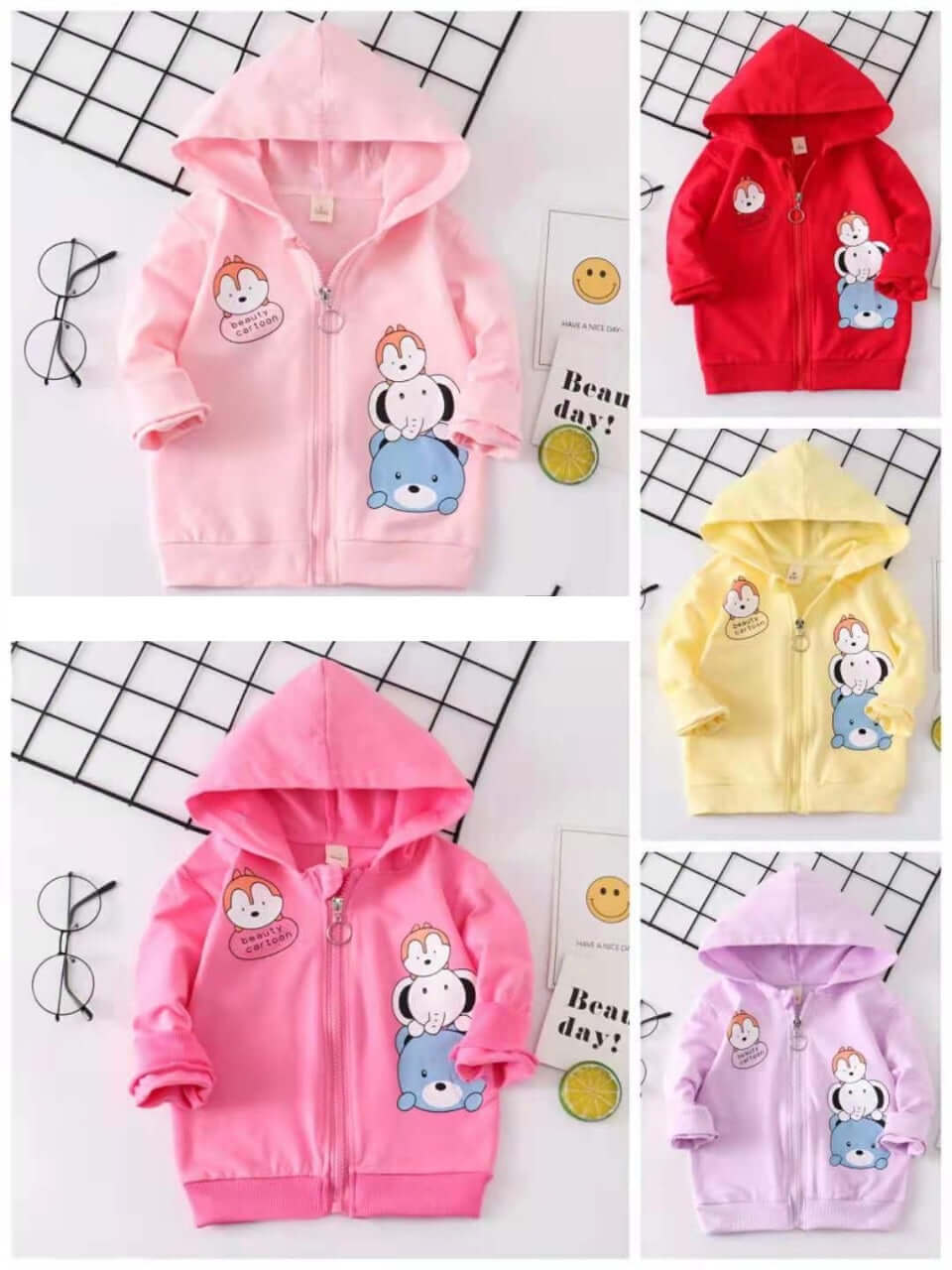 [001189] - Jaket Hoodie Anak - Friendly Animals