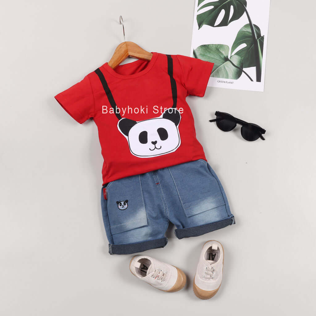 [001203] - Baju Setelan Fashion Anak - Motif 3D Panda Rope