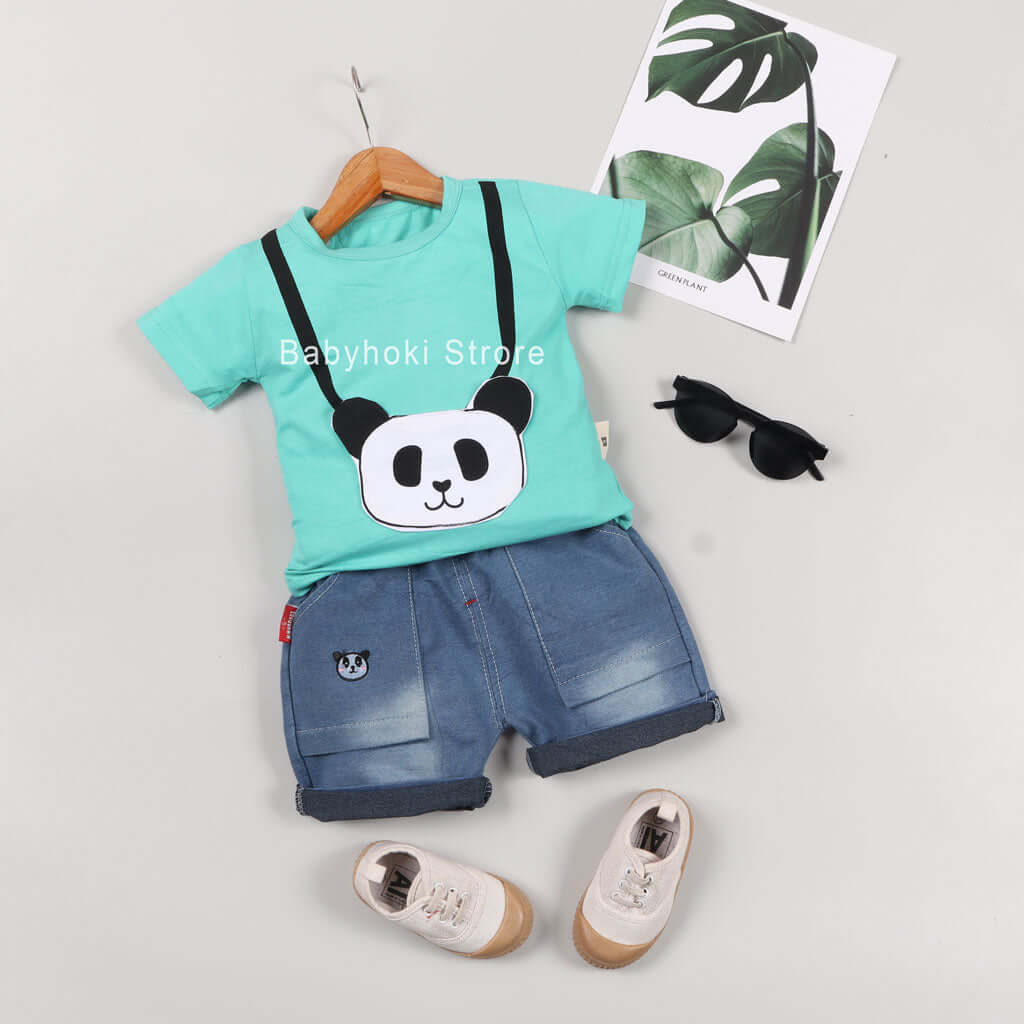 [001203] - Baju Setelan Fashion Anak - Motif 3D Panda Rope