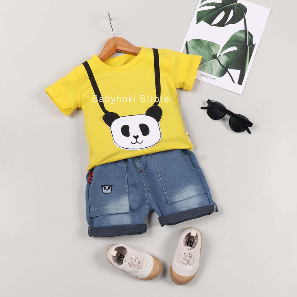 [001203] - Baju Setelan Fashion Anak - Motif 3D Panda Rope