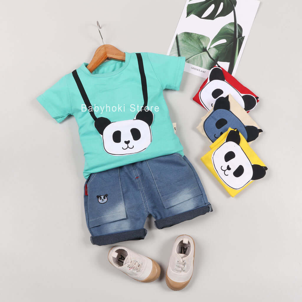 [001203] - Baju Setelan Fashion Anak Import - Motif 3D Panda Rope