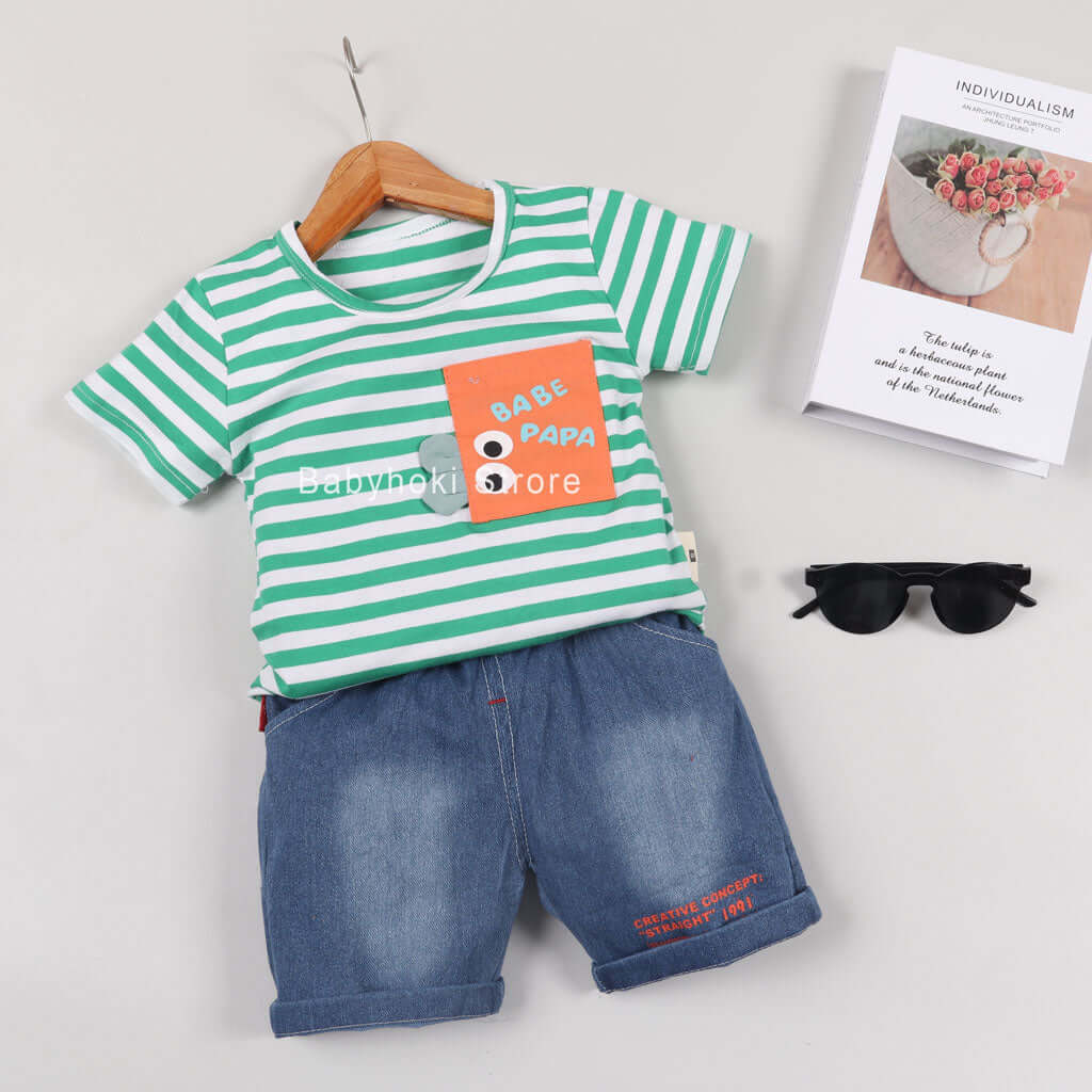 [001205] - Baju Setelan Fashion Anak - Motif 3D Babe Papa