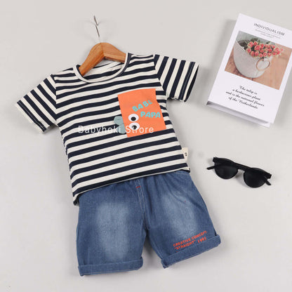 [001205] - Baju Setelan Fashion Anak - Motif 3D Babe Papa