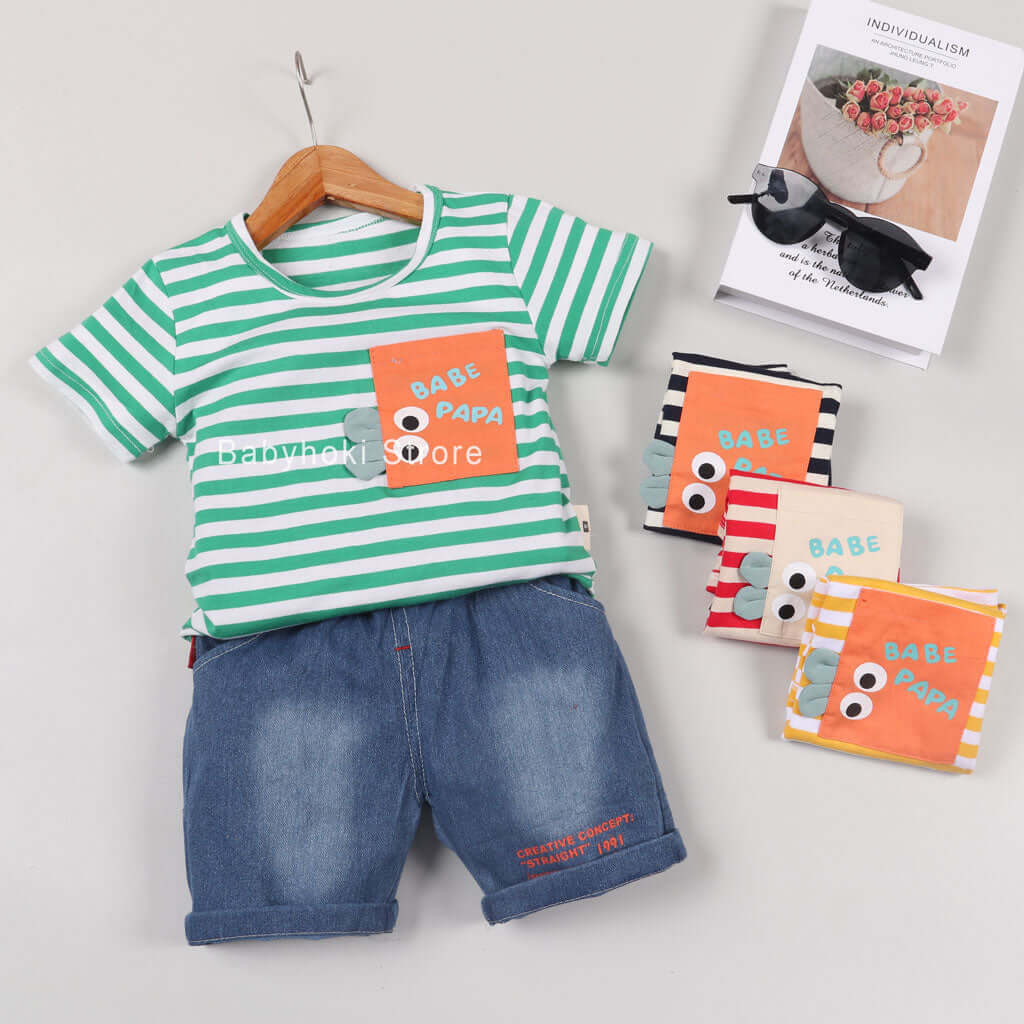 [001205] - Baju Setelan Fashion Anak - Motif 3D Babe Papa