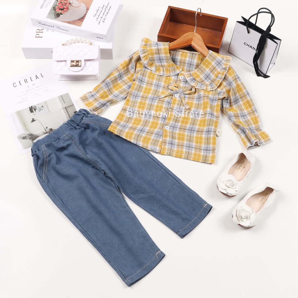 [001207] - Setelan Kemeja Fashion Anak - Motif Big Collar Box