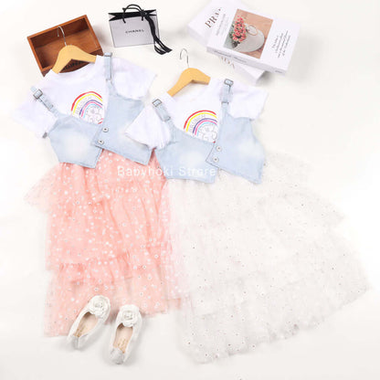 [001212] - Beautiful Dress Fashion Anak - Motif Rainbow Brunch