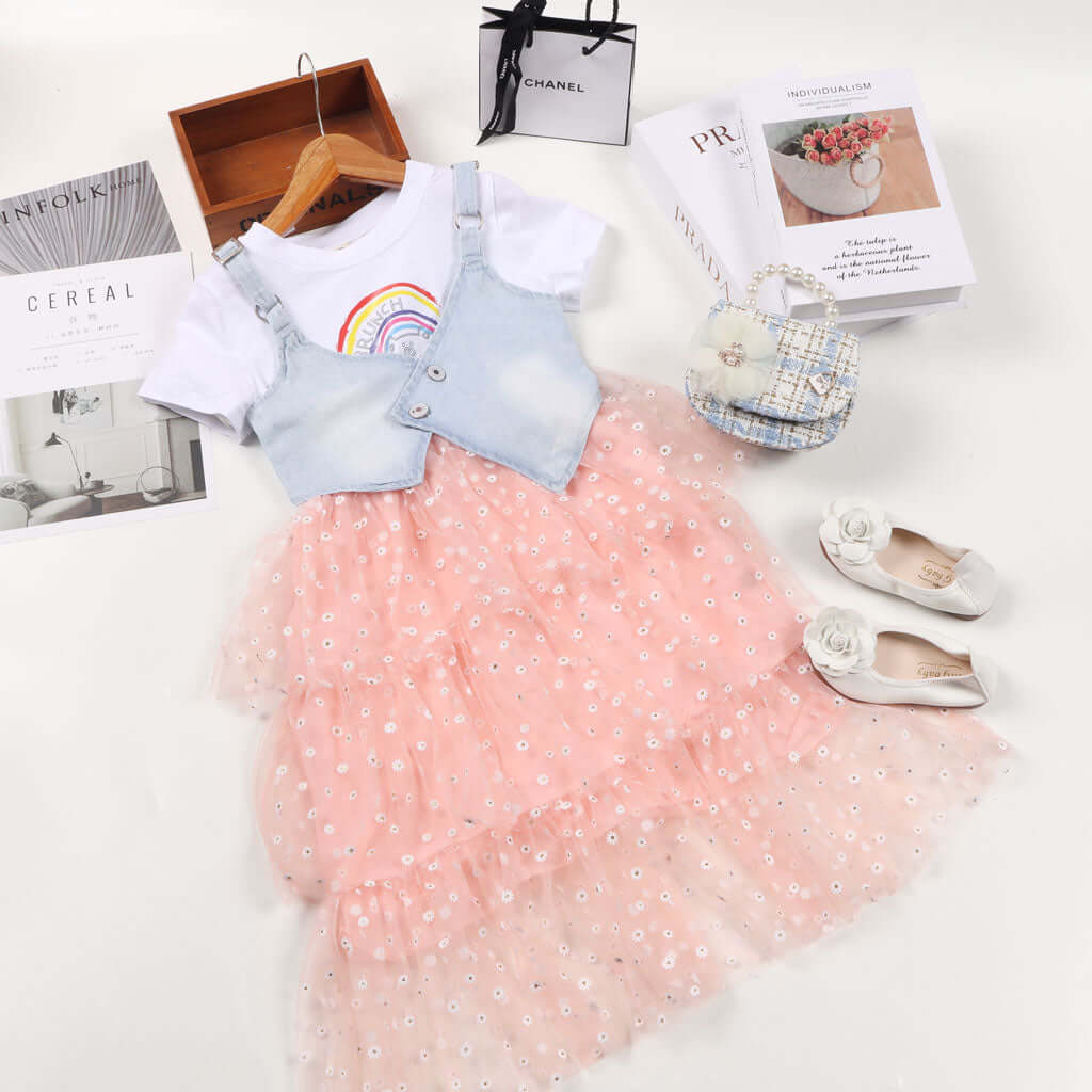 [001212] - Beautiful Dress Fashion Anak - Motif Rainbow Brunch