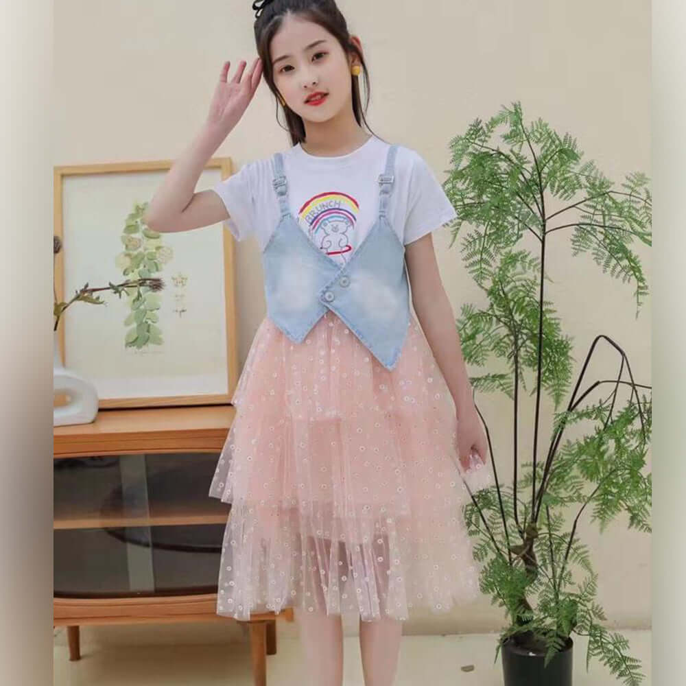 [001212] - Beautiful Dress Fashion Anak - Motif Rainbow Brunch