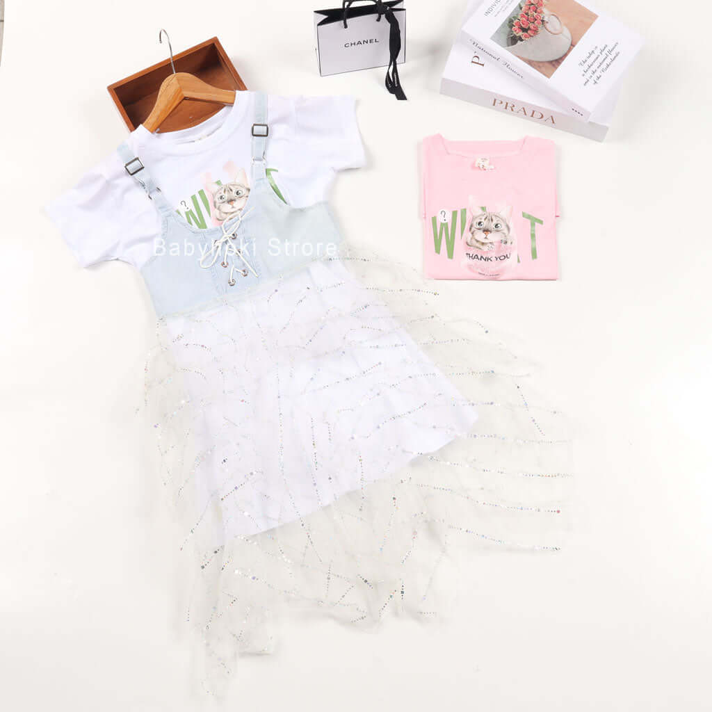 [001213] - Beautiful Dress Fashion Anak - Motif Thank Cat