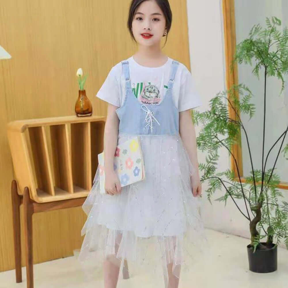 [001213] - Beautiful Dress Fashion Anak Import - Motif Thank Cat