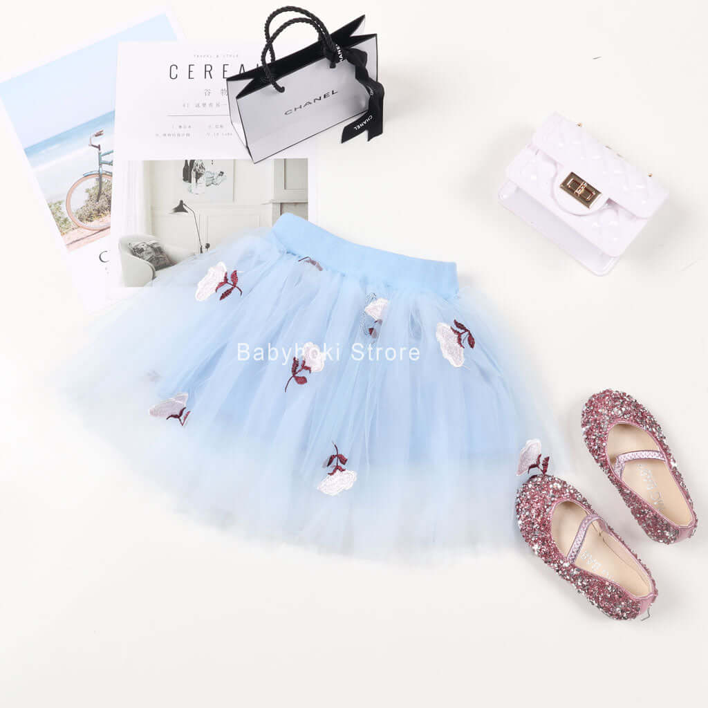 [001231] - Bawahan Rok Anak Perempuan- Motif Flower Stalk Bordir
