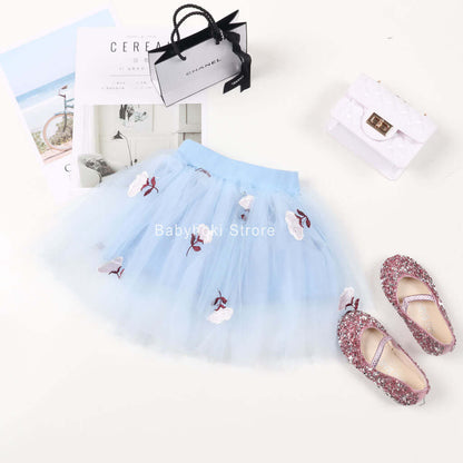 [001231] - Bawahan Rok Anak Perempuan- Motif Flower Stalk Bordir
