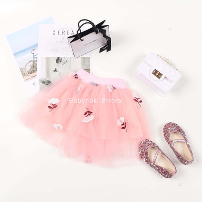 [001231] - Bawahan Rok Anak Perempuan- Motif Flower Stalk Bordir