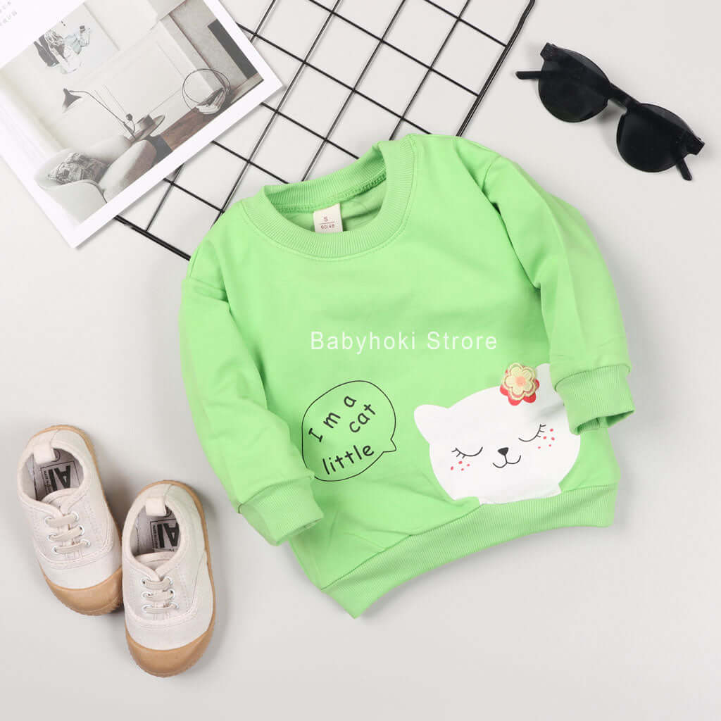 [001233] - Atasan Sweater Anak Perempuan - Motif Cat Little