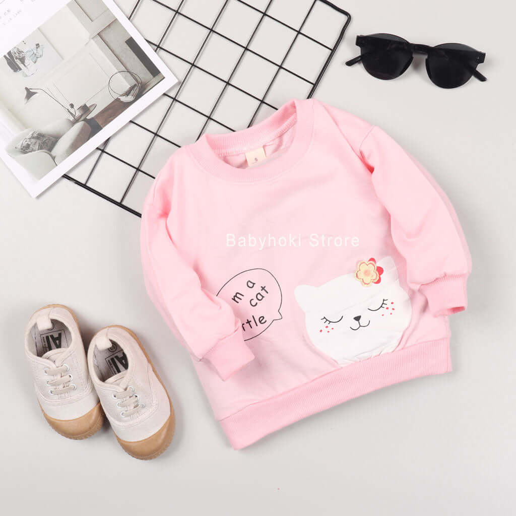 [001233] - Atasan Sweater Anak Perempuan - Motif Cat Little