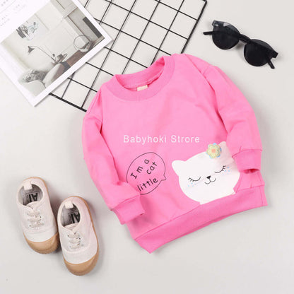 [001233] - Atasan Sweater Anak Perempuan - Motif Cat Little