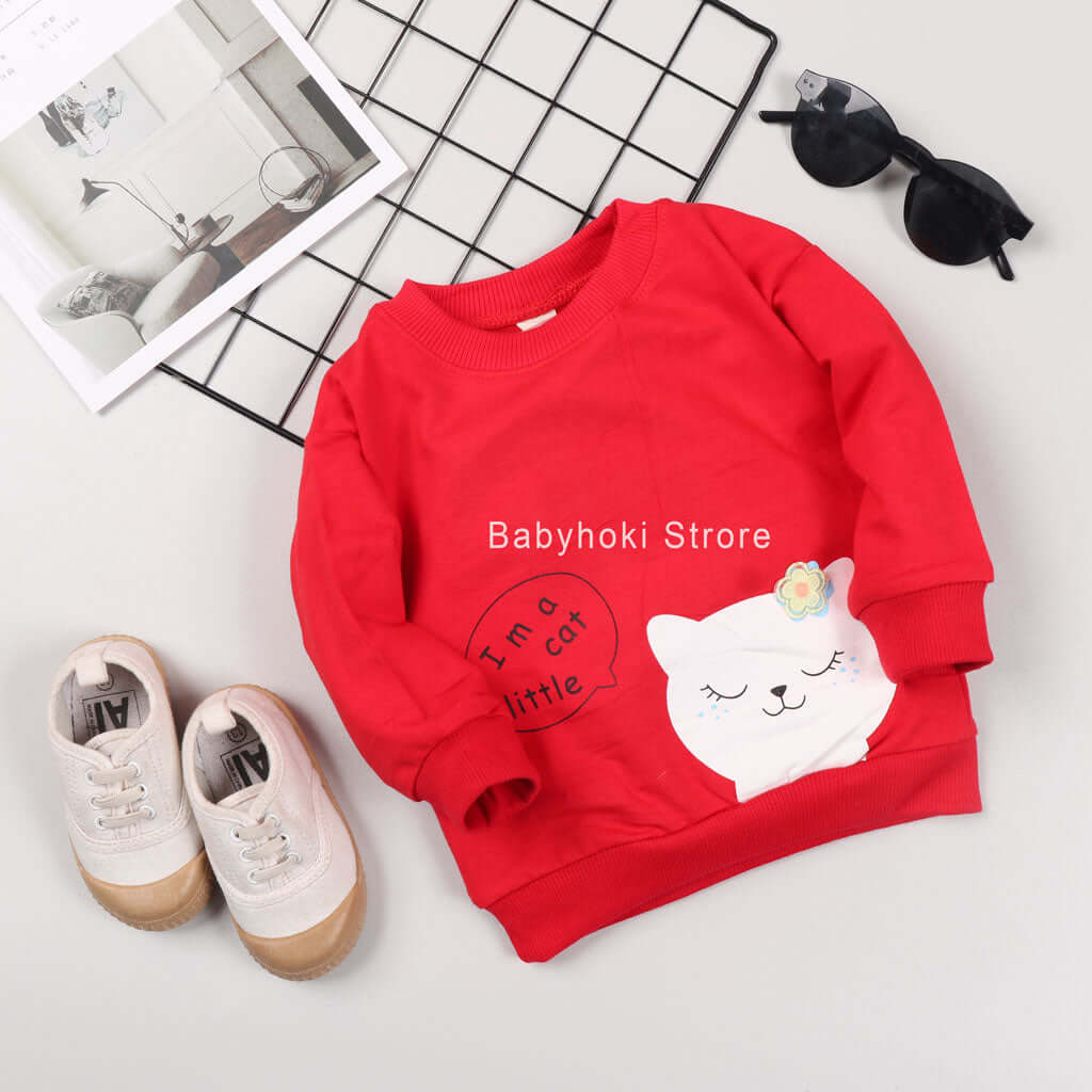 [001233] - Atasan Sweater Anak Perempuan - Motif Cat Little