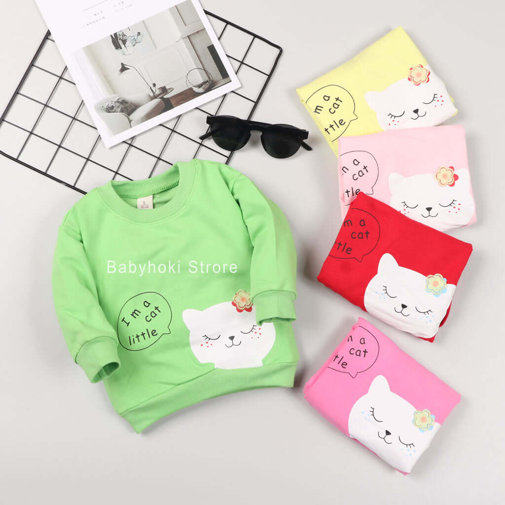 [001233] - Atasan Sweater Anak Perempuan - Motif Cat Little
