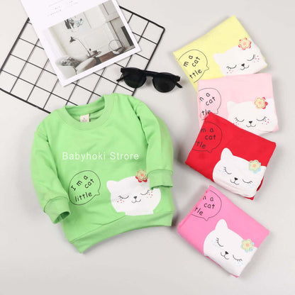 [001233] - Atasan Sweater Anak Perempuan - Motif Cat Little