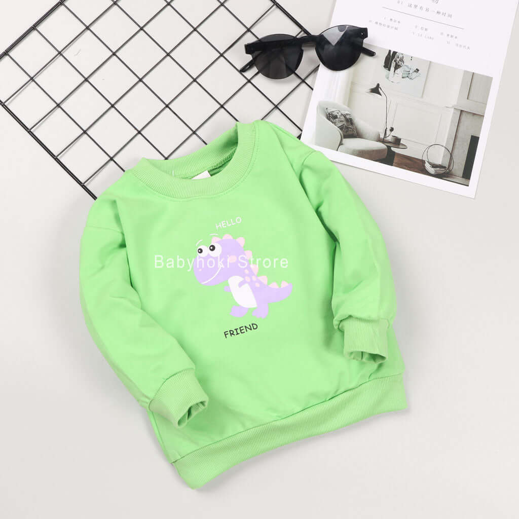 [001235] - Atasan Sweater Anak Perempuan - Motif Dino Friend