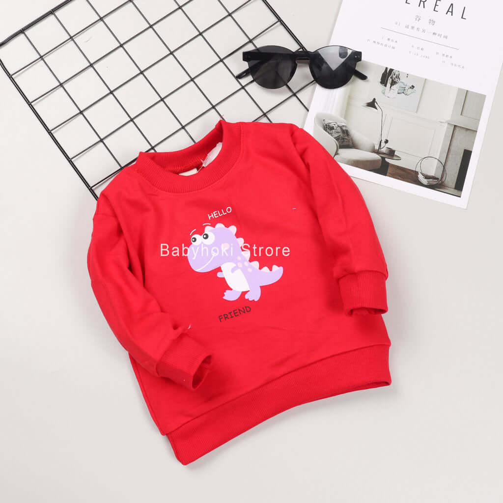 [001235] - Atasan Sweater Anak Perempuan - Motif Dino Friend