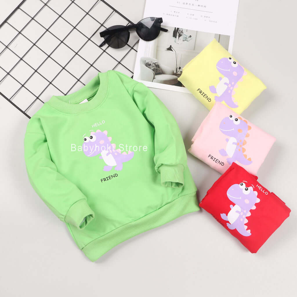 [001235] - Atasan Sweater Anak Perempuan - Motif Dino Friend