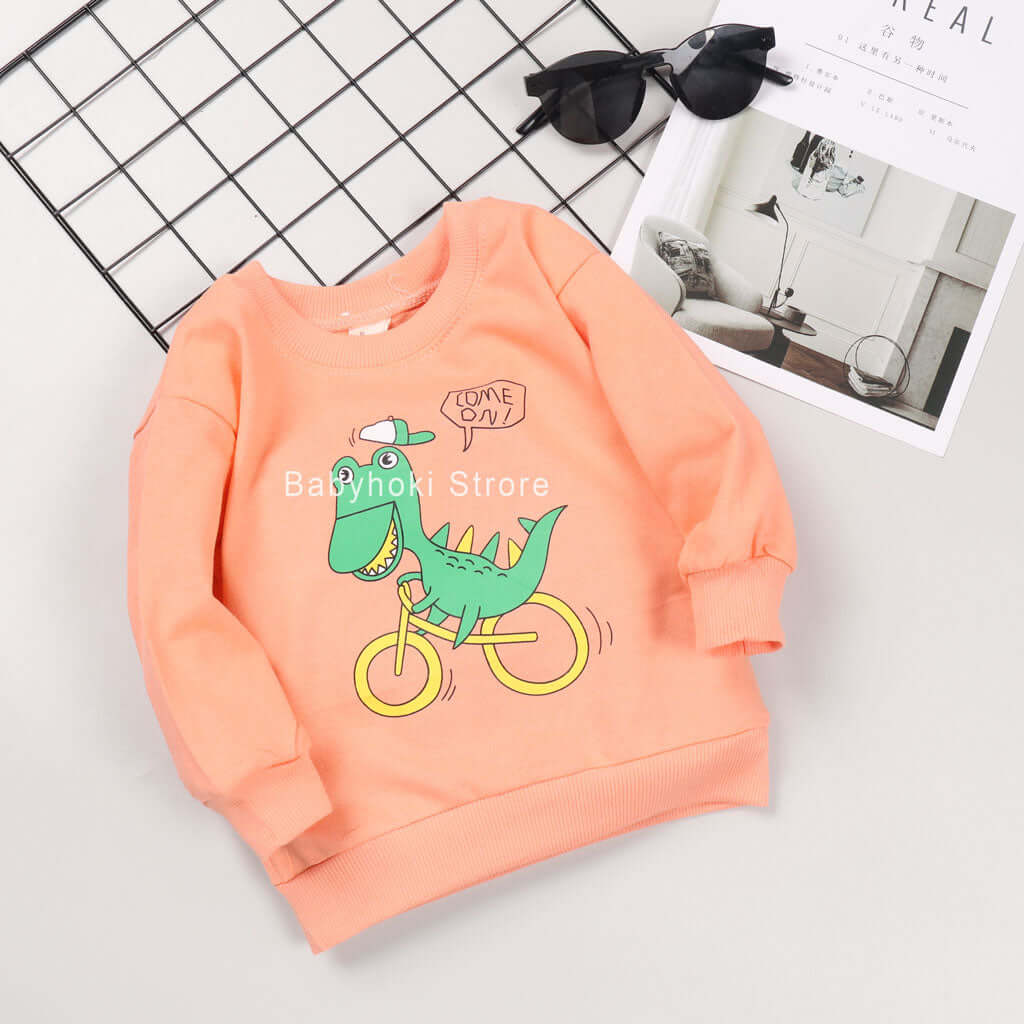 [001236] - Atasan Sweater Anak Perempuan - Motif Dino&