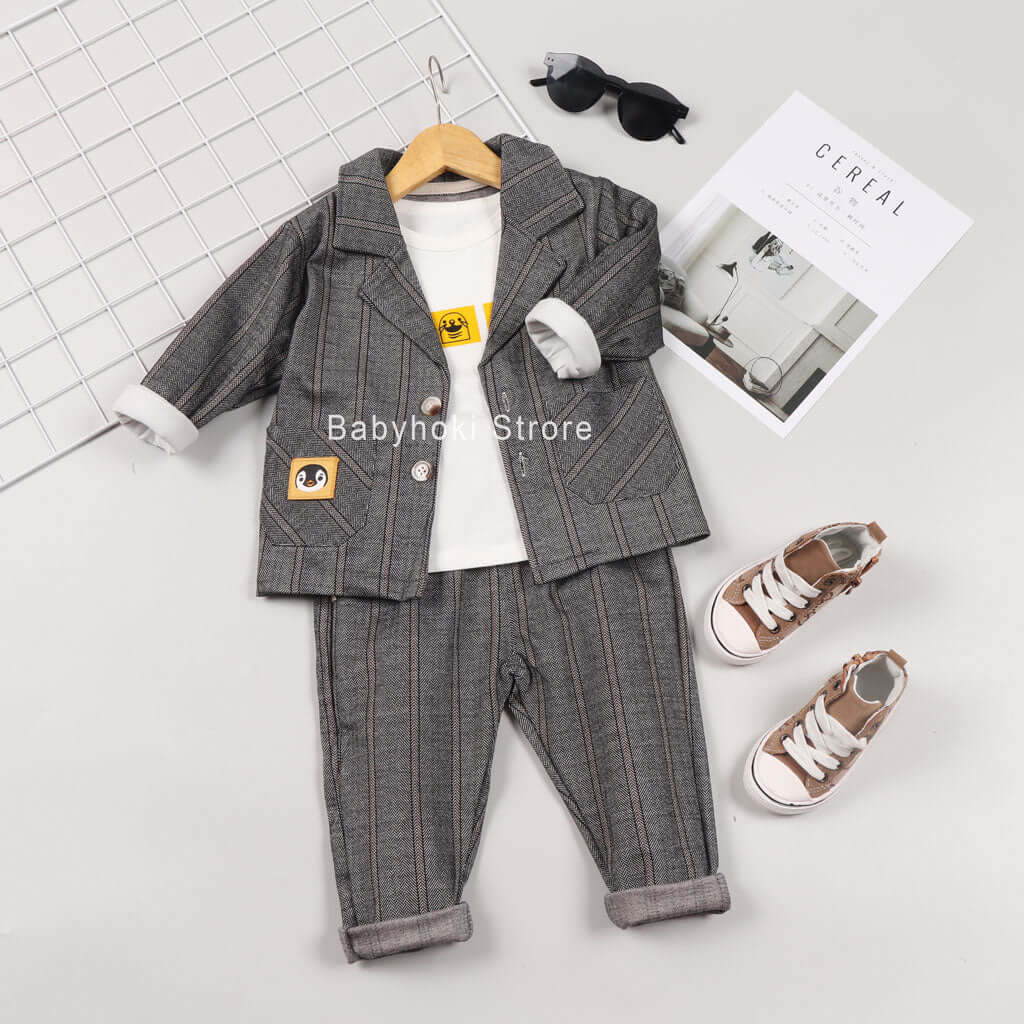 [001244] - Setelan 3 In 1 Formal Anak - Motif Penguin Line