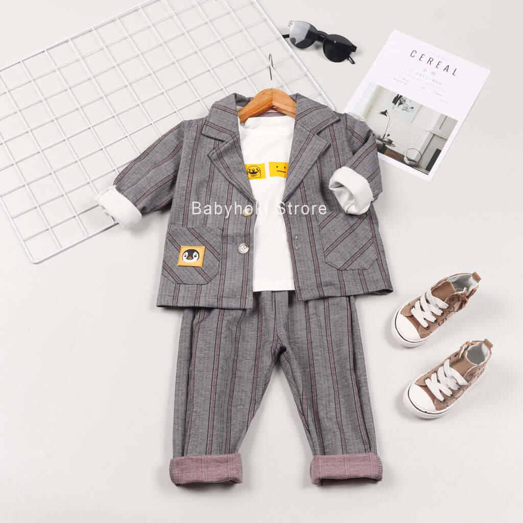 [001244] - Setelan 3 In 1 Formal Anak - Motif Penguin Line