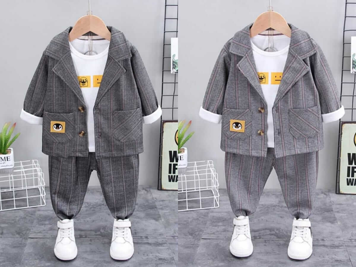[001244] - Setelan 3 In 1 Formal Anak - Motif Penguin Line