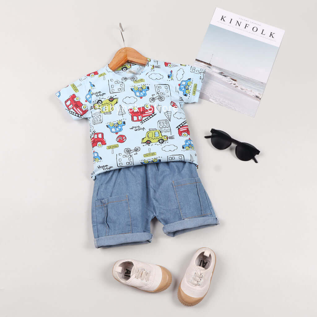 [001251] - Setelan Kaos Anak - Motif Busy City