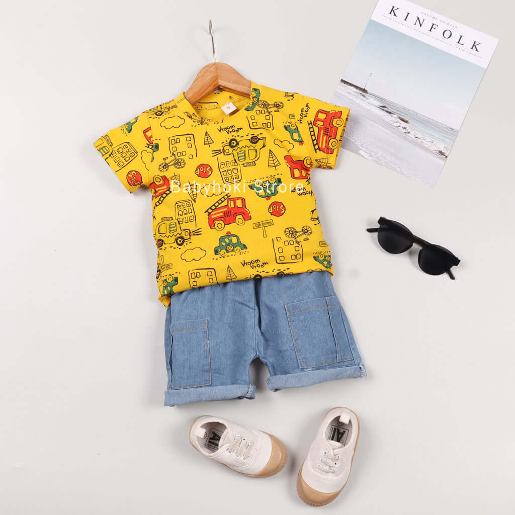 [001251] - Setelan Kaos Anak - Motif Busy City