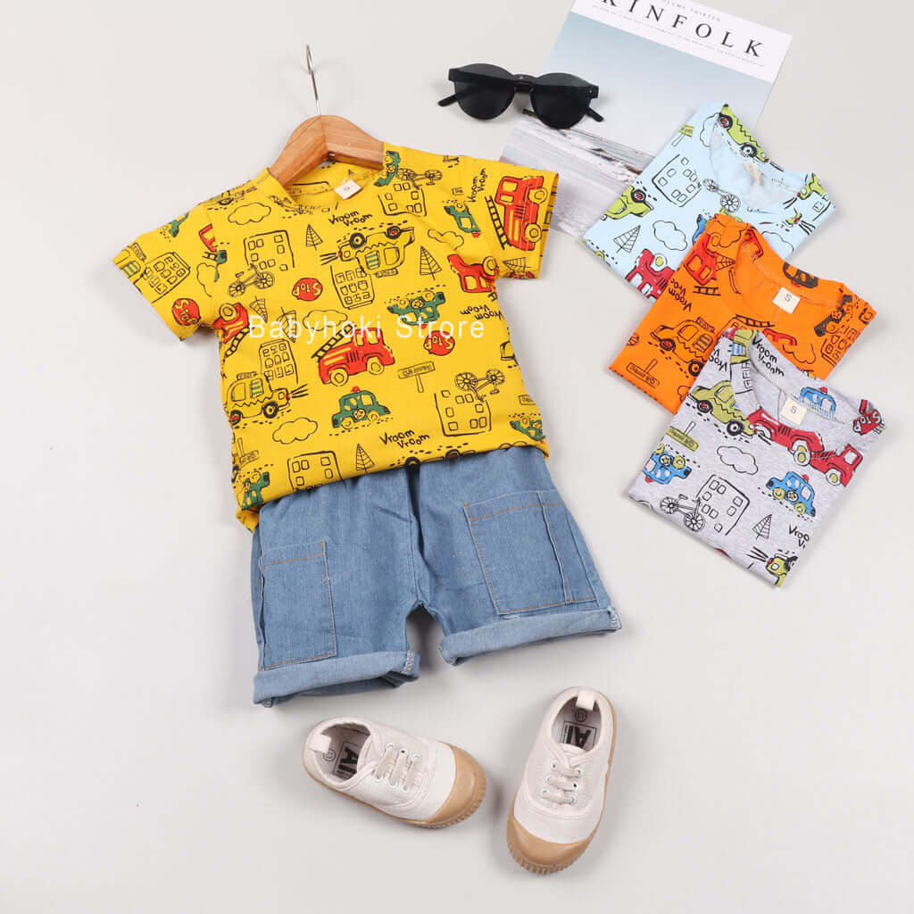 [001251] - Setelan Kaos Anak - Motif Busy City