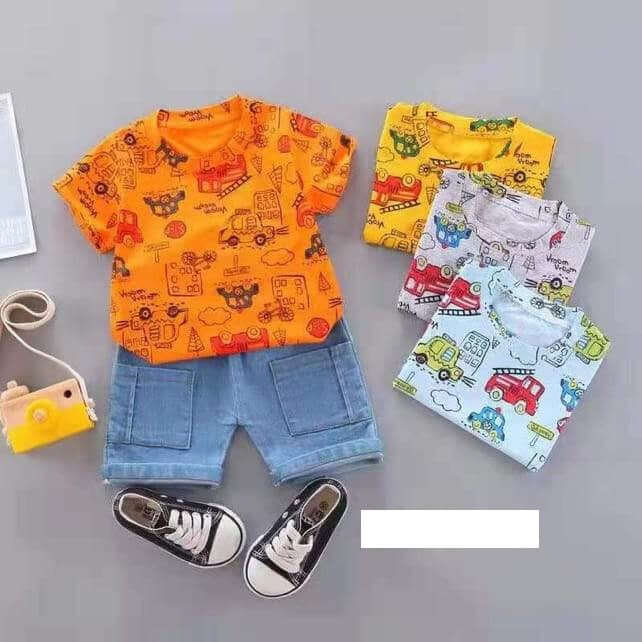 [001251] - Setelan Kaos Anak - Motif Busy City
