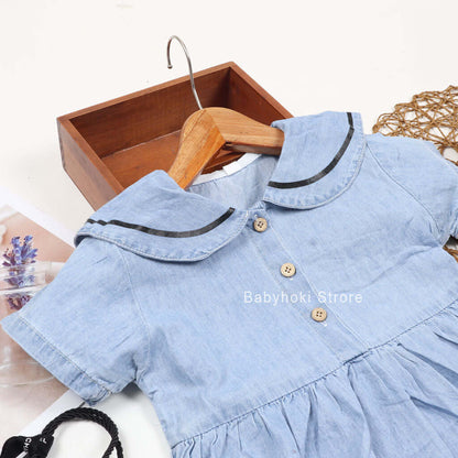 [001267] - Dress Fashion Anak Perempuan - Motif Line Collar