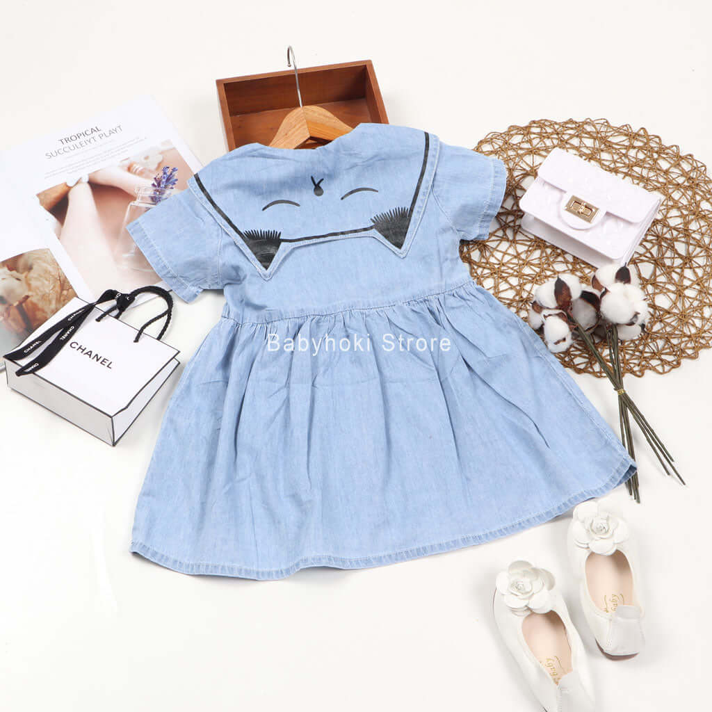 [001267] - Dress Fashion Anak Perempuan - Motif Line Collar