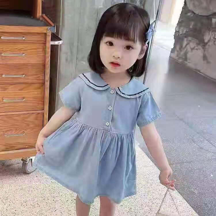 [001267] - Dress Fashion Anak Perempuan - Motif Line Collar