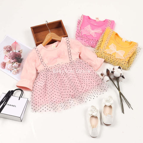 [001273] - Dress Fashion Anak Perempuan - Motif Polkadot Ribbon