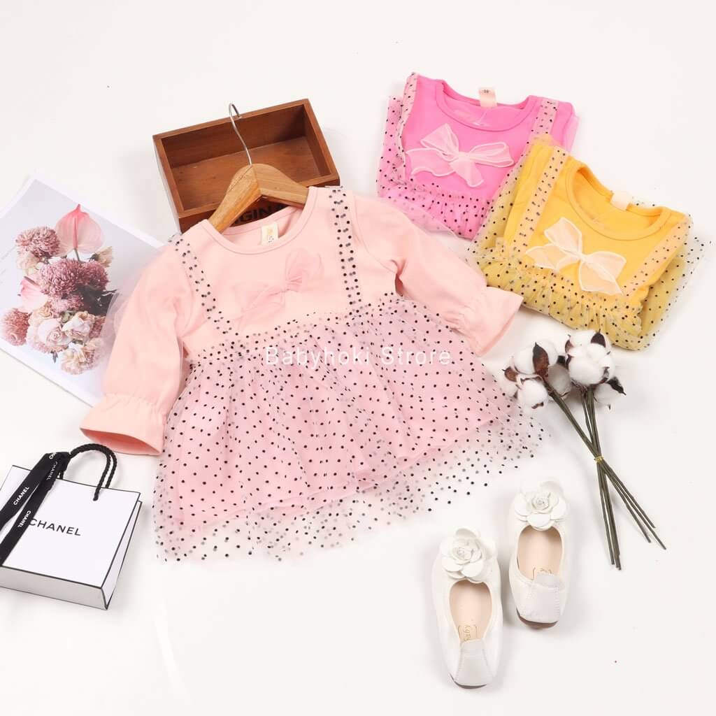 [001273] - Dress Fashion Anak Perempuan - Motif Polkadot Ribbon