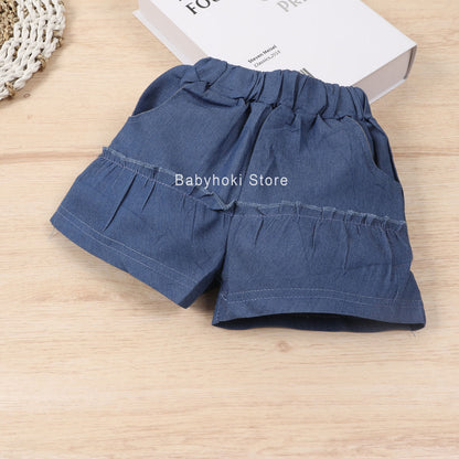 [001428] - BABYHOKI STORE Celana Panjang Jeans Cutbray Anak Perempuan Denim Pendek Anak Cewek