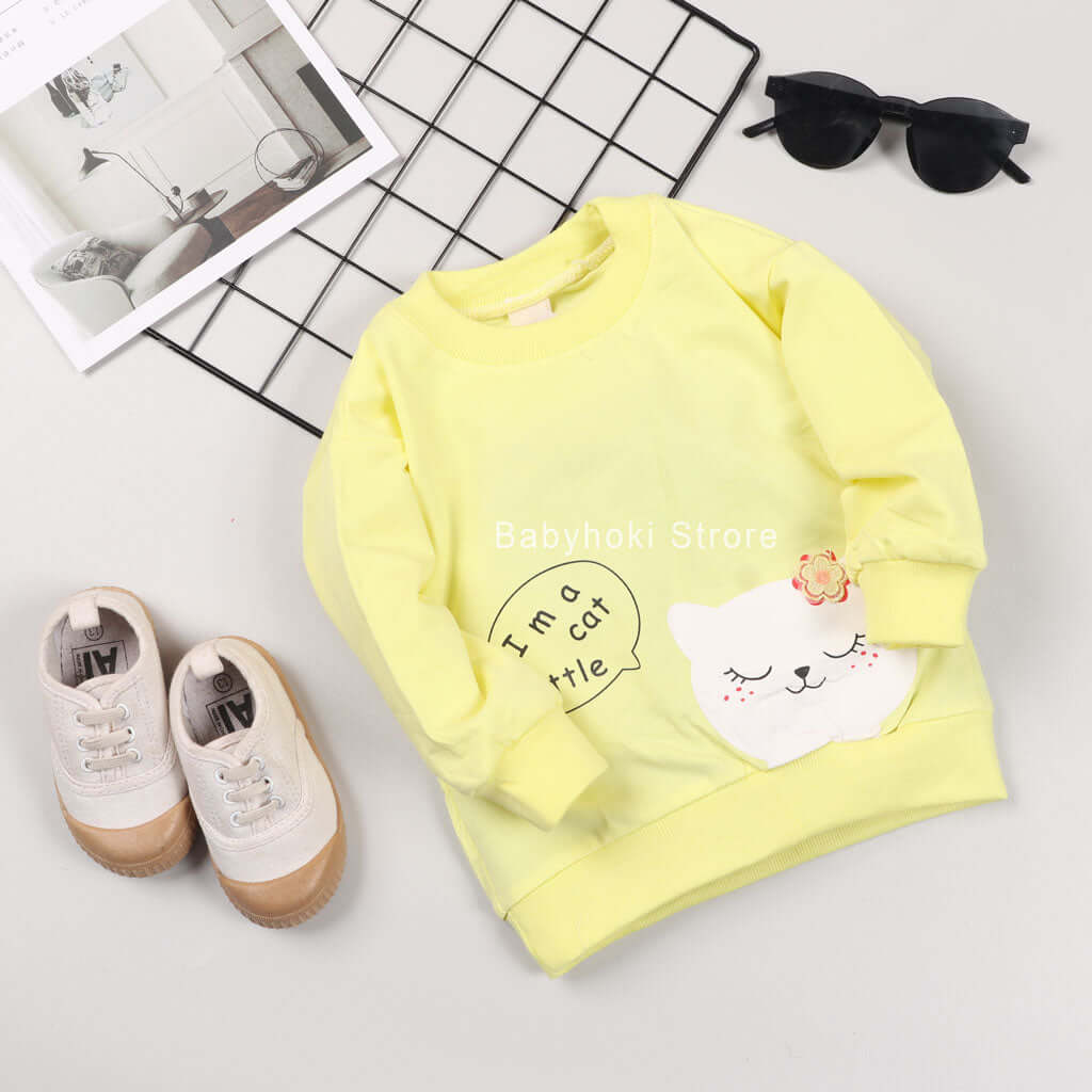 [001233] - Atasan Sweater Anak Perempuan - Motif Cat Little
