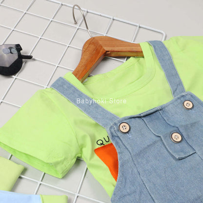 [001296] - Setelan Kaos Overall Anak - Motif Banana Time