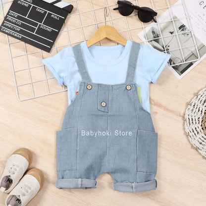 [001296] - Setelan Kaos Overall Anak - Motif Banana Time