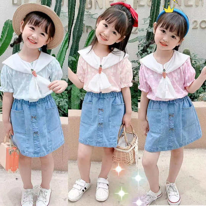[001300] - Atasan Blouse Anak Perempuan - Motif Carrot Collar