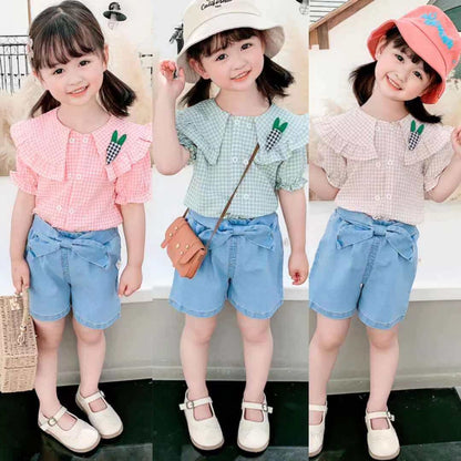 [001305] - Atasan Blouse Anak Perempuan - Motif Carrot Collar