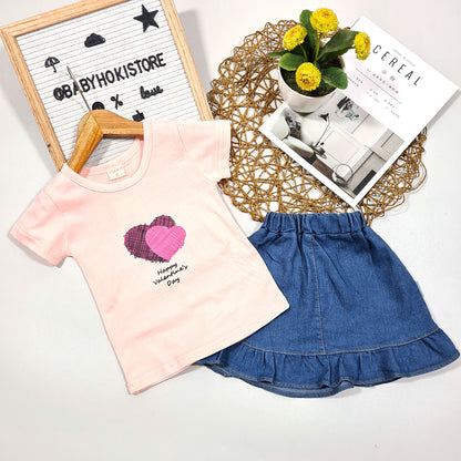[001327] - Setelan Ootd Fashion Anak - Motif Big Love