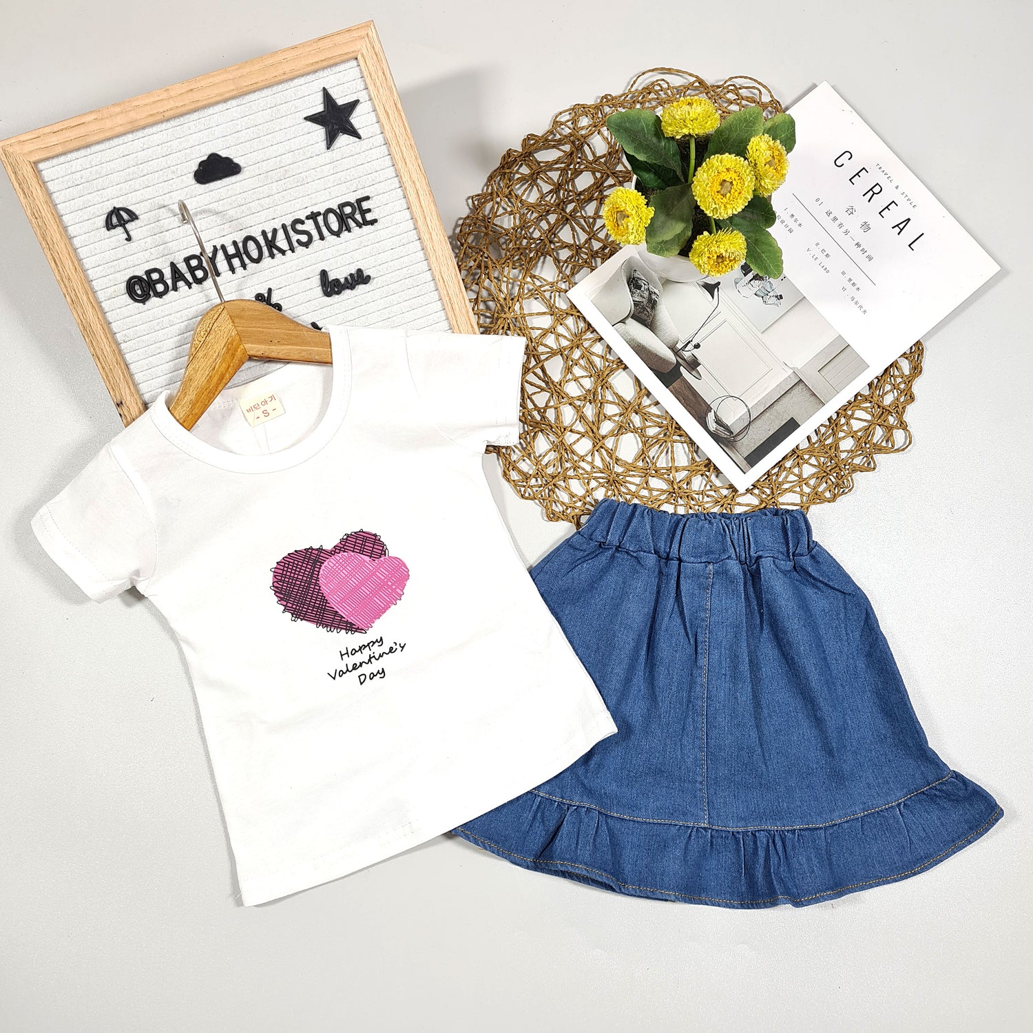 [001327] - Setelan Ootd Fashion Anak - Motif Big Love